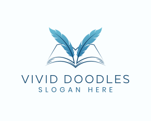 Feather Book Author logo design