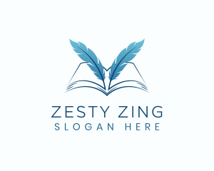 Feather Book Author logo design