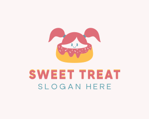 Girl Donut Dessert logo design