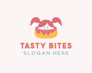 Girl Donut Dessert logo design