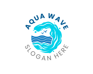 Surfing Water Wave logo design