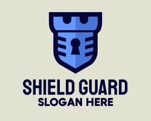 Blue Keyhole Shield logo