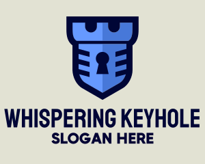 Blue Keyhole Shield logo design