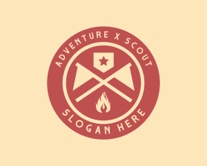 Outdoor Campfire Flag logo design