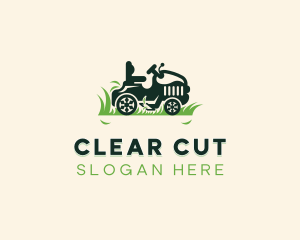 Grass Mowing Lawn Mower logo design