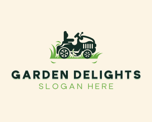 Grass Mowing Lawn Mower logo design