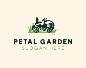 Grass Mowing Lawn Mower logo design