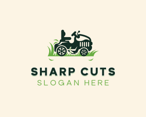 Grass Mowing Lawn Mower logo design