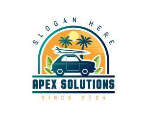 Surfer Tourist Car Travel logo design