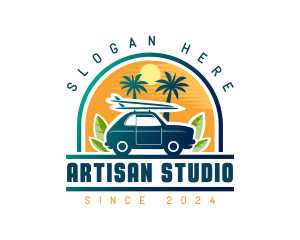 Surfer Tourist Car Travel logo design