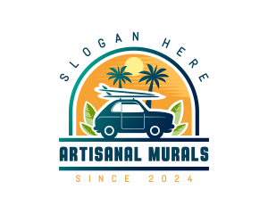 Surfer Tourist Car Travel logo design