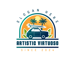 Surfer Tourist Car Travel logo design