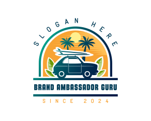 Surfer Tourist Car Travel logo design