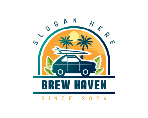 Surfer Tourist Car Travel logo design