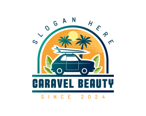 Surfer Tourist Car Travel logo design