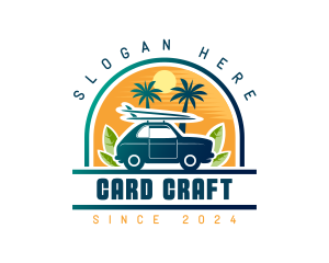 Surfer Tourist Car Travel logo design