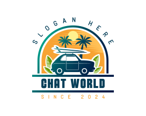 Surfer Tourist Car Travel logo design