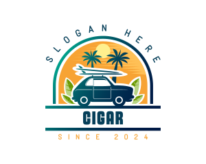 Surfer Tourist Car Travel logo design