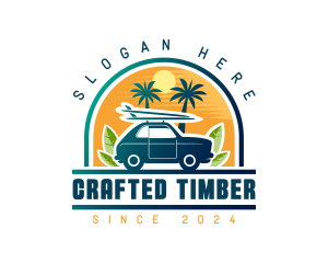 Surfer Tourist Car Travel logo design