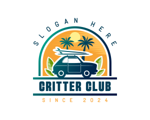 Surfer Tourist Car Travel logo design