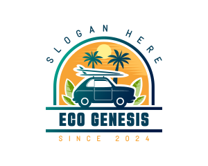 Surfer Tourist Car Travel logo design