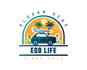 Surfer Tourist Car Travel logo design