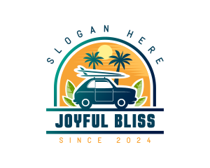 Surfer Tourist Car Travel logo design