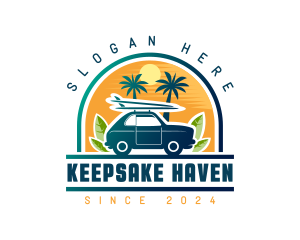 Surfer Tourist Car Travel logo design