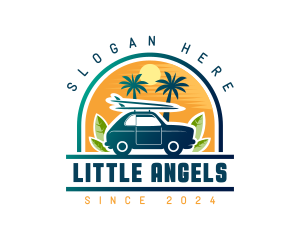 Surfer Tourist Car Travel logo design