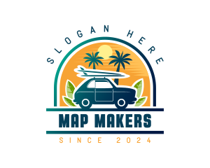 Surfer Tourist Car Travel logo design