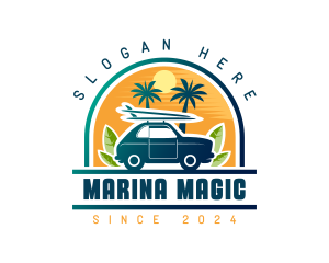 Surfer Tourist Car Travel logo design