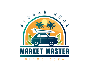 Surfer Tourist Car Travel logo design