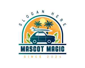 Surfer Tourist Car Travel logo design