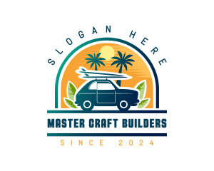 Surfer Tourist Car Travel logo design