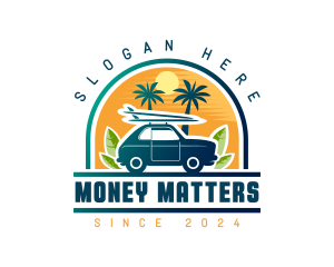 Surfer Tourist Car Travel logo design