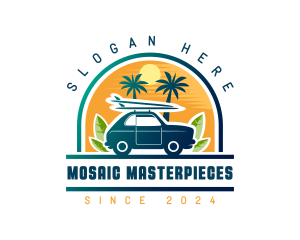 Surfer Tourist Car Travel logo design