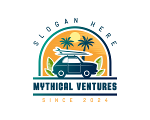 Surfer Tourist Car Travel logo design