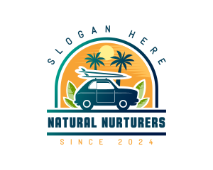 Surfer Tourist Car Travel logo design