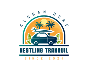 Surfer Tourist Car Travel logo design