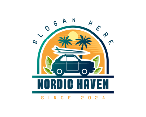 Surfer Tourist Car Travel logo design