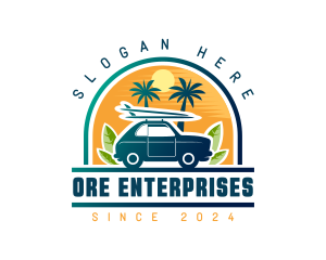 Surfer Tourist Car Travel logo design