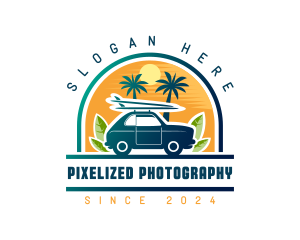 Surfer Tourist Car Travel logo design