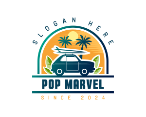 Surfer Tourist Car Travel logo design