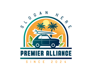 Surfer Tourist Car Travel logo design