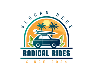 Surfer Tourist Car Travel logo design