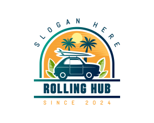 Surfer Tourist Car Travel logo design