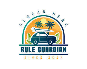 Surfer Tourist Car Travel logo design