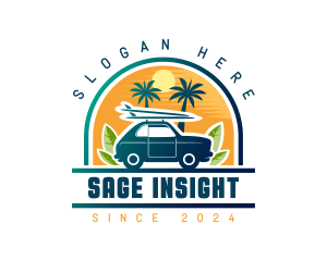 Surfer Tourist Car Travel logo design