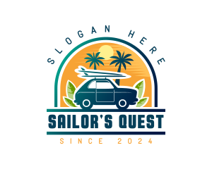 Surfer Tourist Car Travel logo design