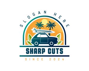 Surfer Tourist Car Travel logo design